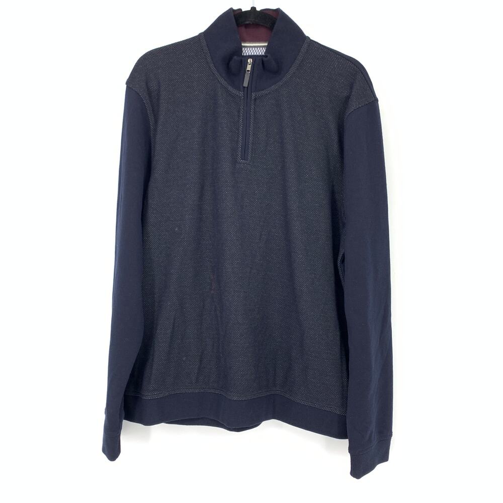 Ted Baker Sweater Mens Size 7 US Size 3XL Bits Pullover Textured Navy Blue